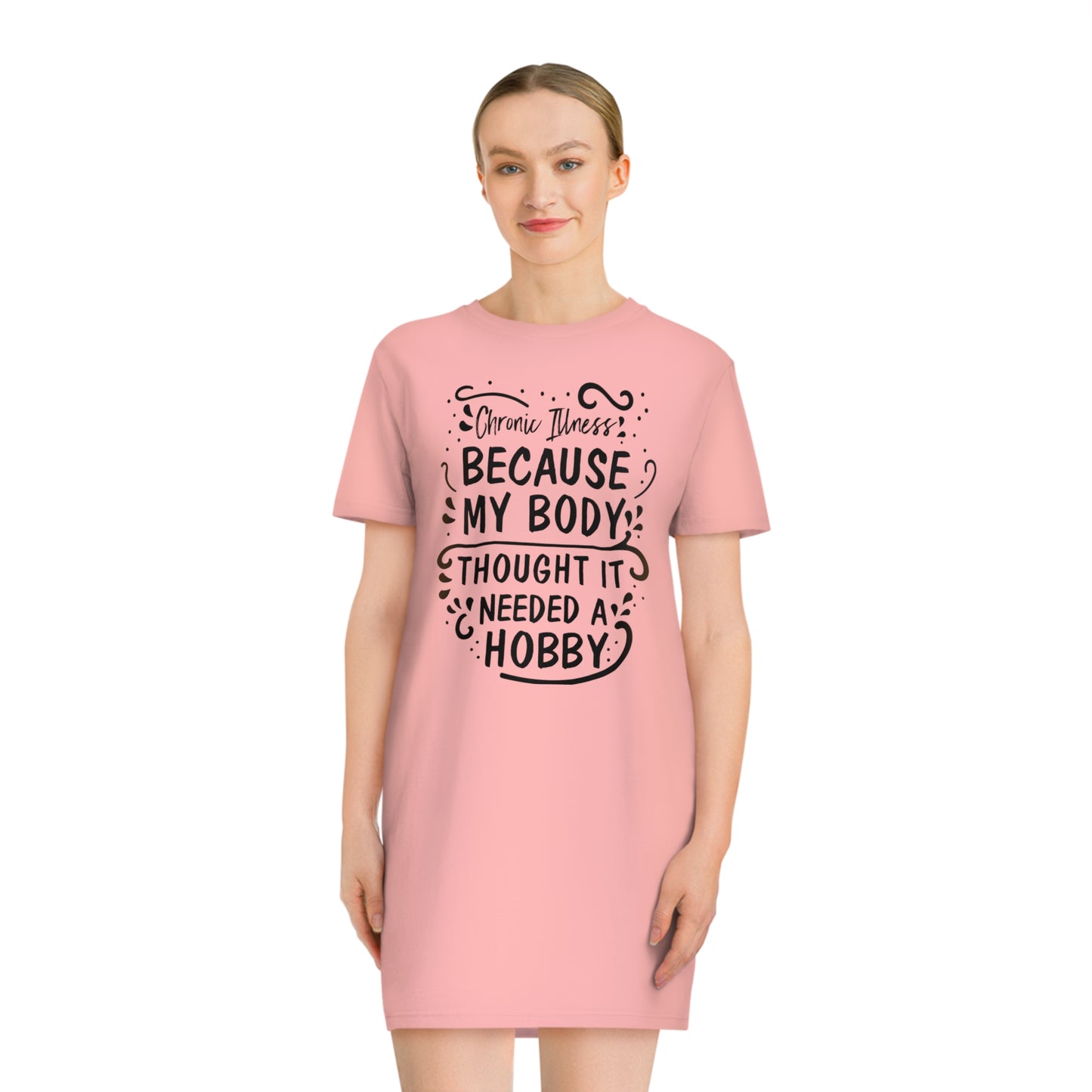 My Body Thought it Needed a Hobby, Women's Spinner T-Shirt Dress, Printed