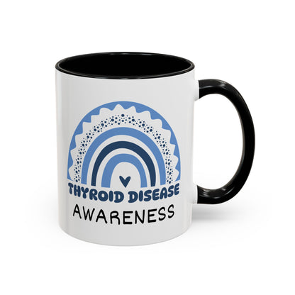 Thyroid Disease Big Awareness Rainbow | Lead-free Accent Coffee Mug (11, 15oz)