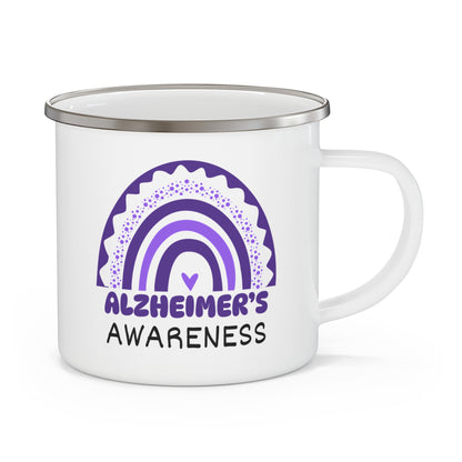 Alzheimer's Disease Big Awareness Rainbow | Lead-free Enamel Camping Mug (12oz)