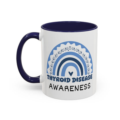 Thyroid Disease Big Awareness Rainbow | Lead-free Accent Coffee Mug (11, 15oz)