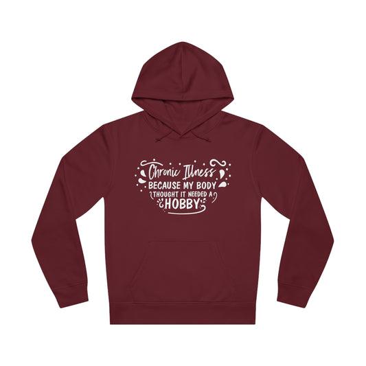 My Body Thought it Needed a Hobby, Unisex Organic Drummer Hoodie, Printed