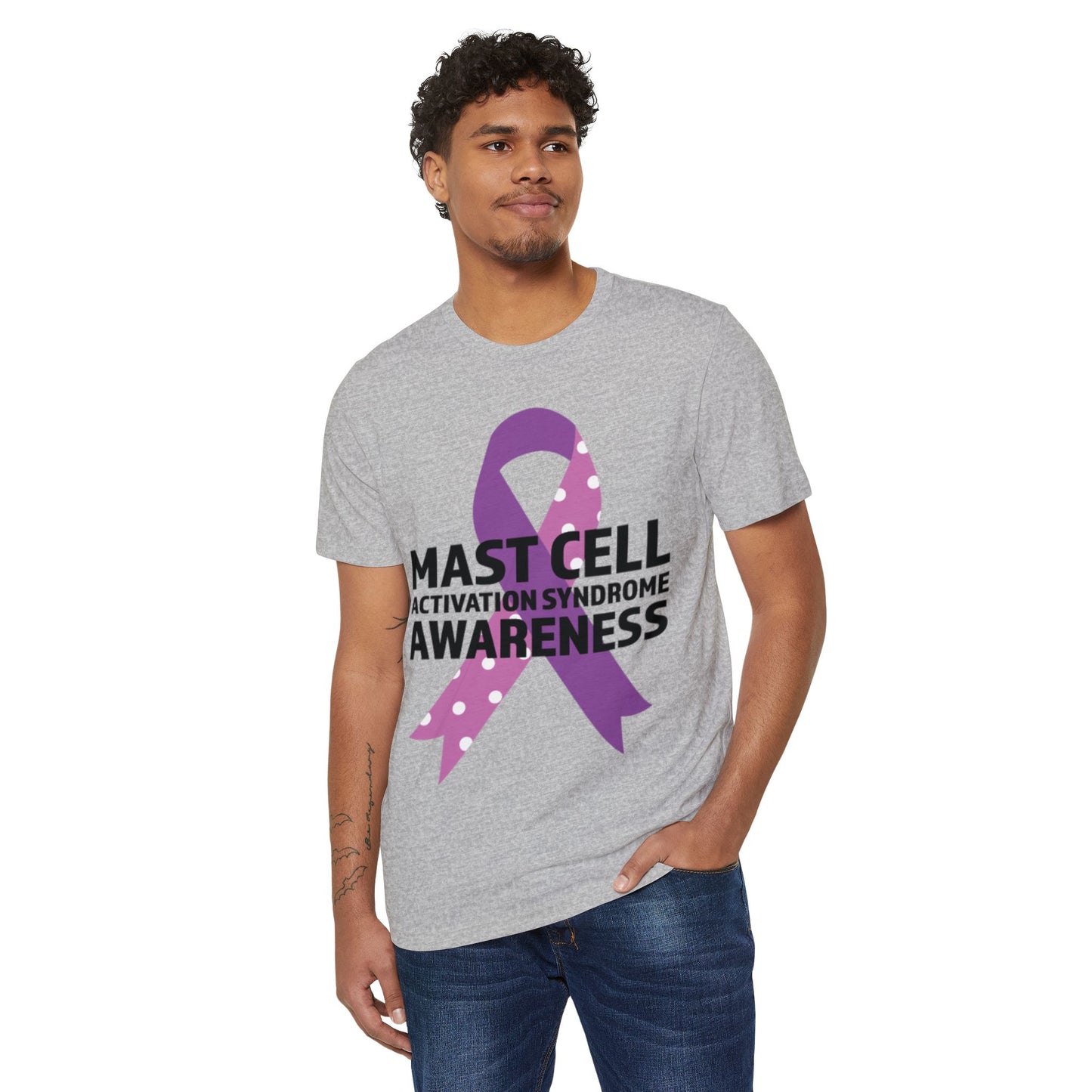 Awareness Ribbon - Mast Cell Activation Syndrome, Unisex Organic Cotton T-shirt, Printed