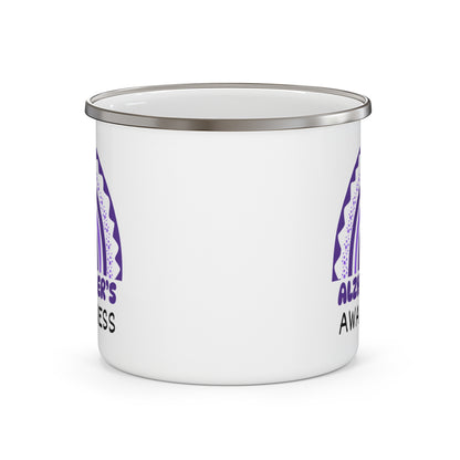 Alzheimer's Disease Big Awareness Rainbow | Lead-free Enamel Camping Mug (12oz)