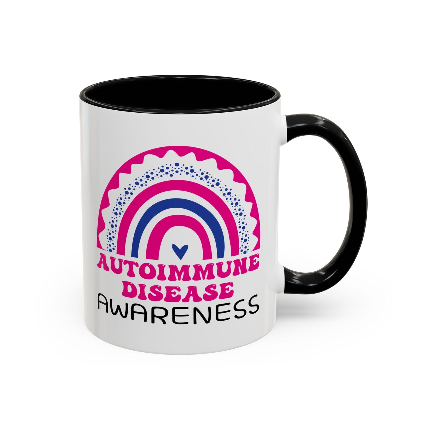 Autoimmune Disease Big Awareness Rainbow | Lead-free Accent Coffee Mug (11, 15oz)