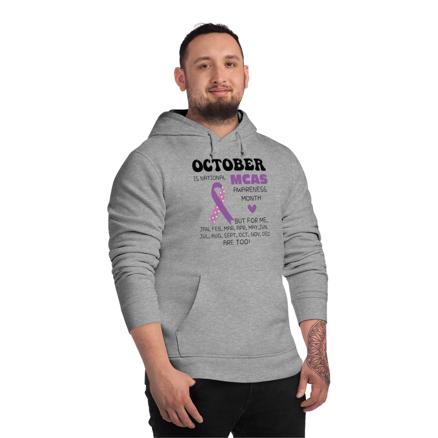 Awareness Month - Mast Cell Activation Syndrome, Unisex Organic Drummer Hoodie, Printed