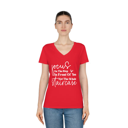 Focus On The Step In Front Of You, Women's Evoker V-Neck T-Shirt, Printed