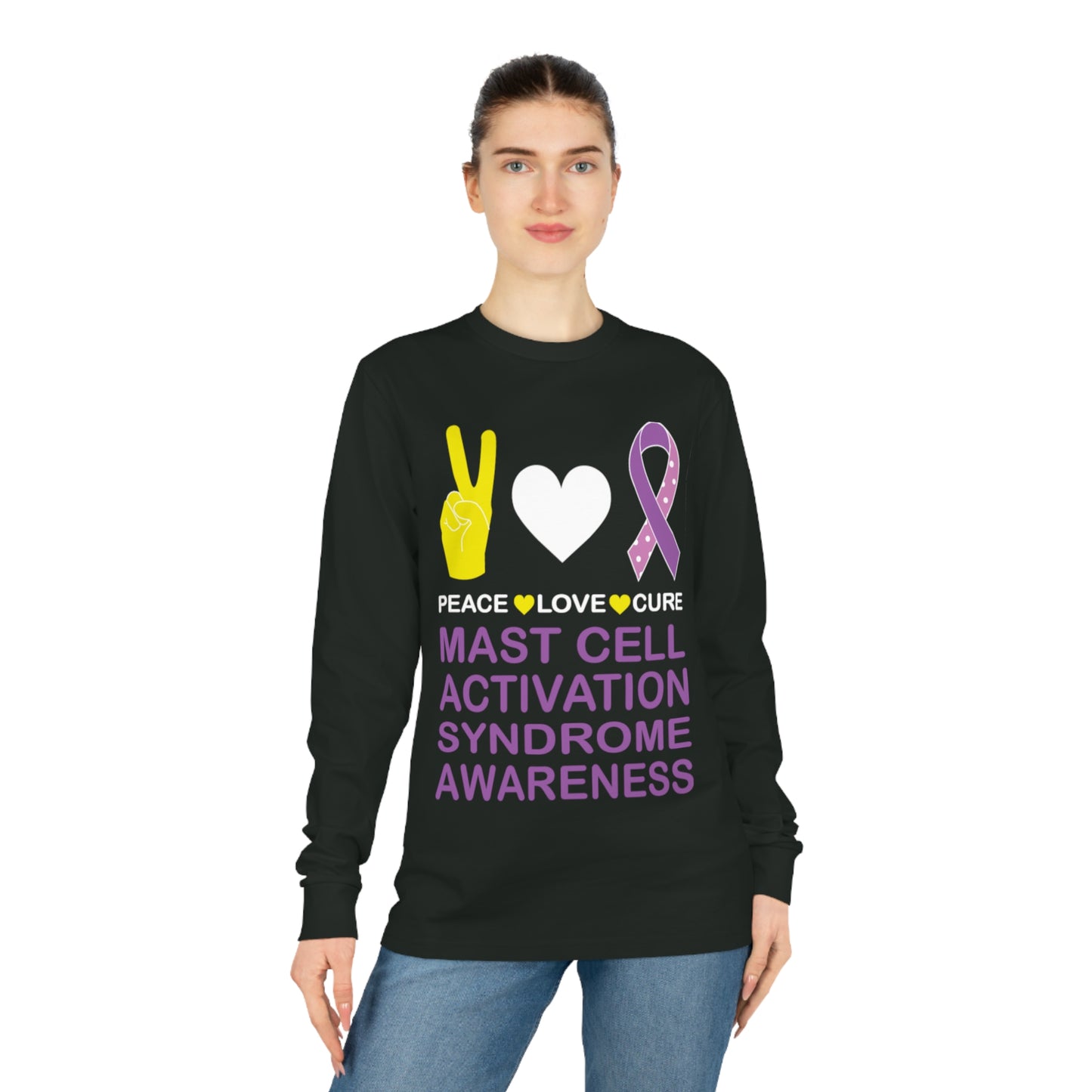 Peace Love Cure - Mast Cell Activation Syndrome, Unisex Organic Long Sleeve Tee, Printed