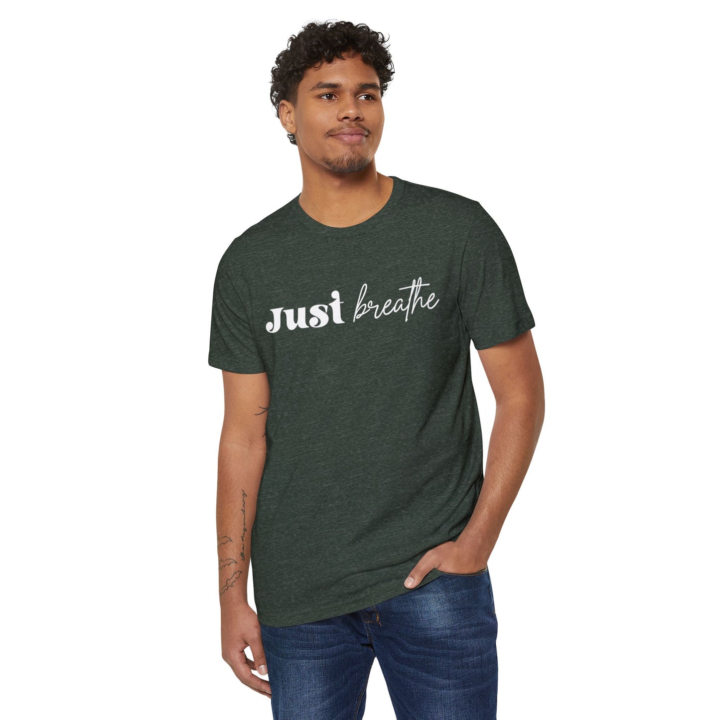 Just Breathe, Unisex Organic Cotton T-shirt, Printed