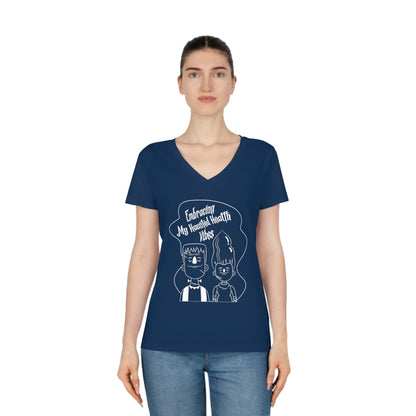 Embracing My Haunted Health Vibes, Women's Evoker V-Neck T-Shirt, Printed