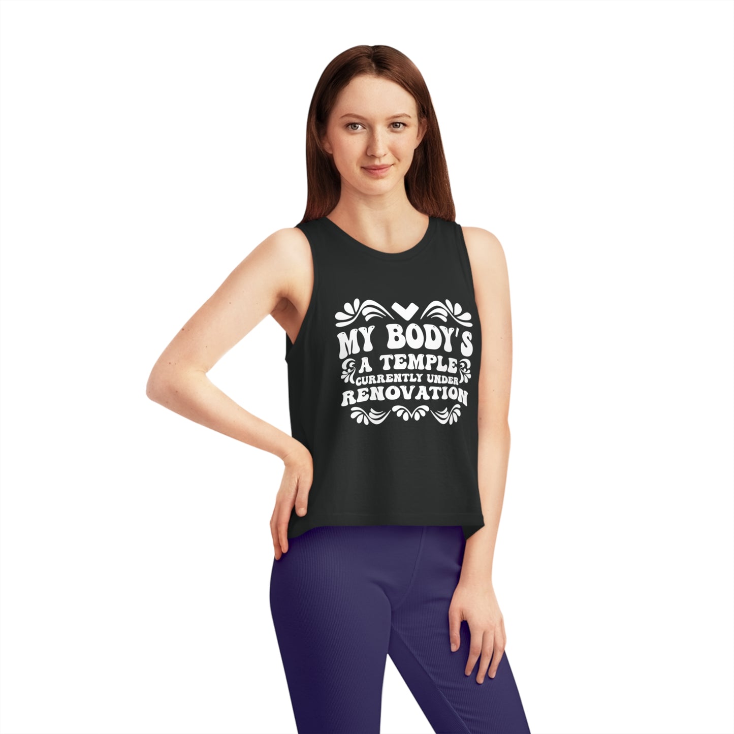 My Body's A Temple..., Women's Dancer Cropped Tank Top, Printed