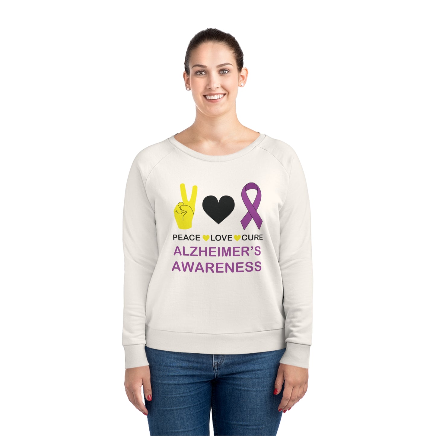 Peace Love Cure - Alzheimer's, Women's Dazzler Relaxed Organic Fit Sweatshirt, Printed