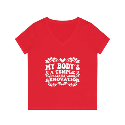 My Body's A Temple..., Women's Evoker V-Neck T-Shirt, Printed