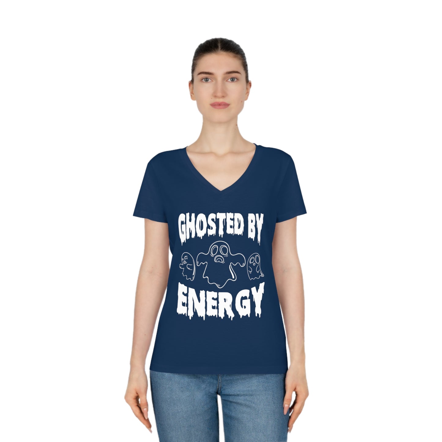 Ghosted by Energy with Spooky Ghosts, Women's Evoker V-Neck T-Shirt, Printed