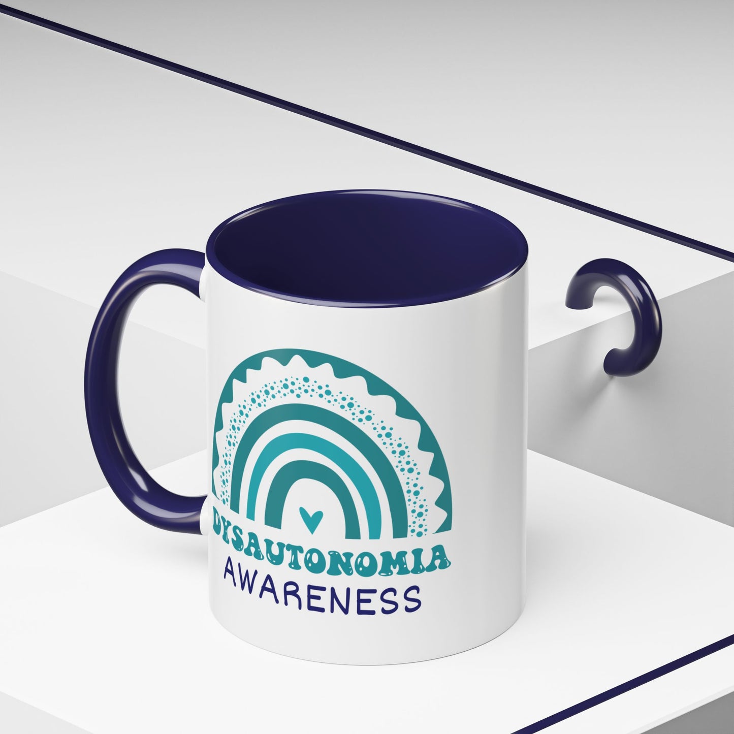 Dysautonomia Big Awareness Rainbow | Lead-free Accent Coffee Mug (11, 15oz)