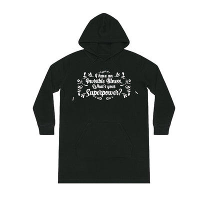 Embracing My Haunted Health Vibes, Women's Streeter Organic Hoodie Dress (Dark), Printed