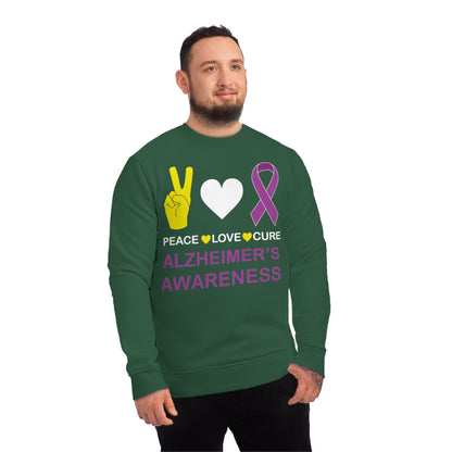 Peace Love Cure - Alzheimer's, Unisex Organic Sweatshirt, Printed