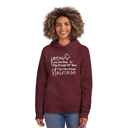 Focus On The Step In Front Of You, Unisex Organic Drummer Hoodie, Printed