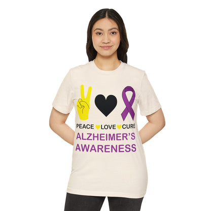 Peace Love Cure - Alzheimer's, Unisex Organic Cotton T-shirt, Printed