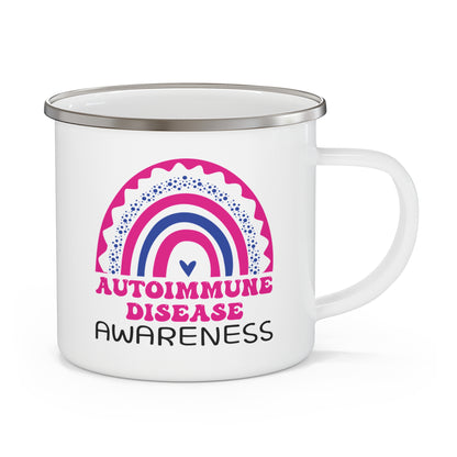 Autoimmune Disease Big Awareness Rainbow | Lead-free Enamel Camping Mug (12oz)