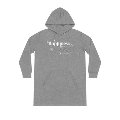 Happiness is a Mood, Women's Streeter Organic Hoodie Dress (Dark), Printed