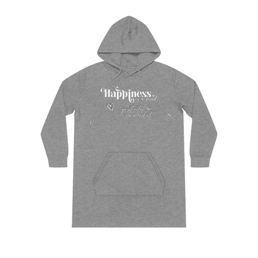 Happiness is a Mood, Women's Streeter Organic Hoodie Dress (Dark), Printed