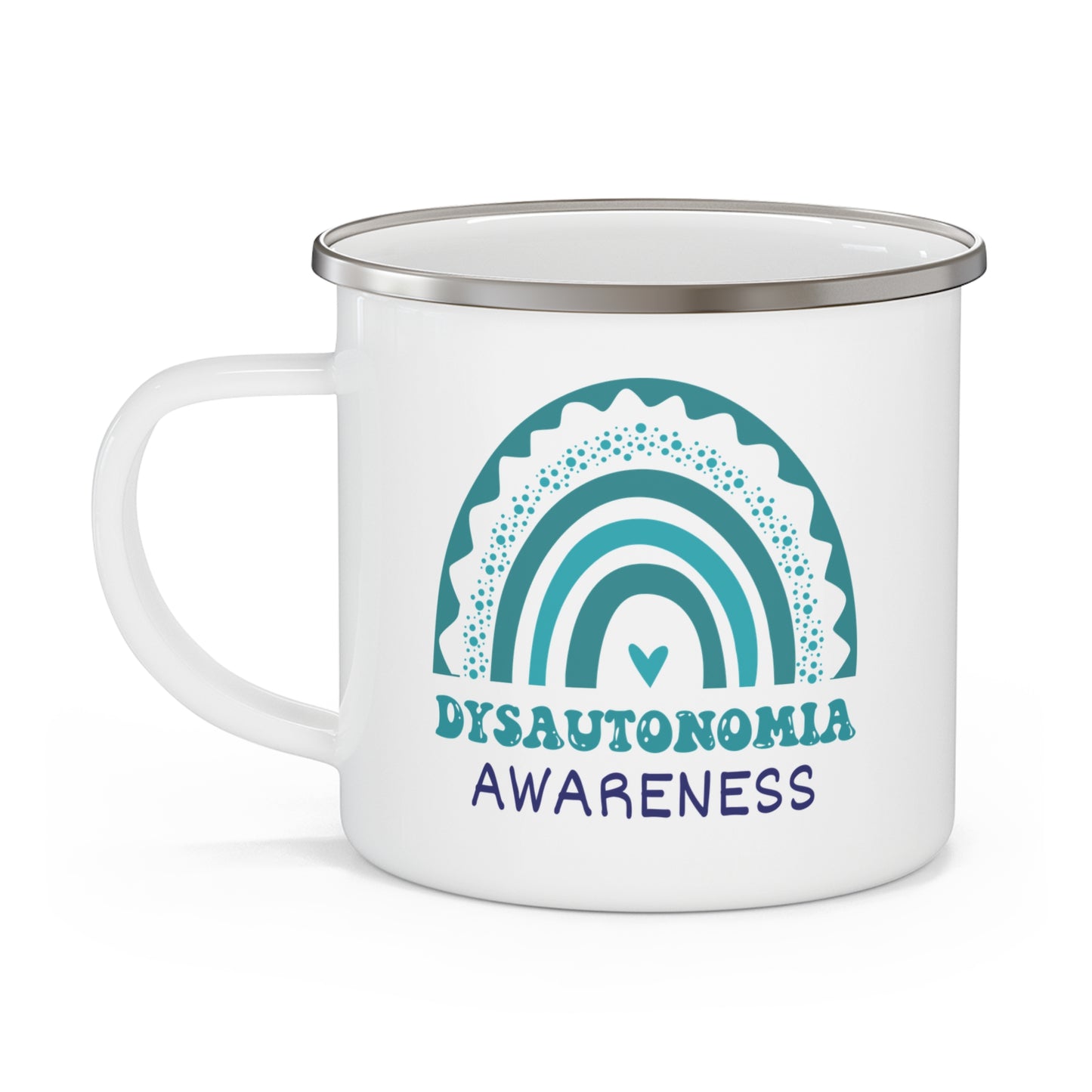 Dysautonomia Big Awareness Rainbow | Lead-free Enamel Camping Mug (12oz)