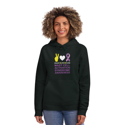 Peace Love Cure - Mast Cell Activation Syndrome, Unisex Organic Drummer Hoodie, Printed