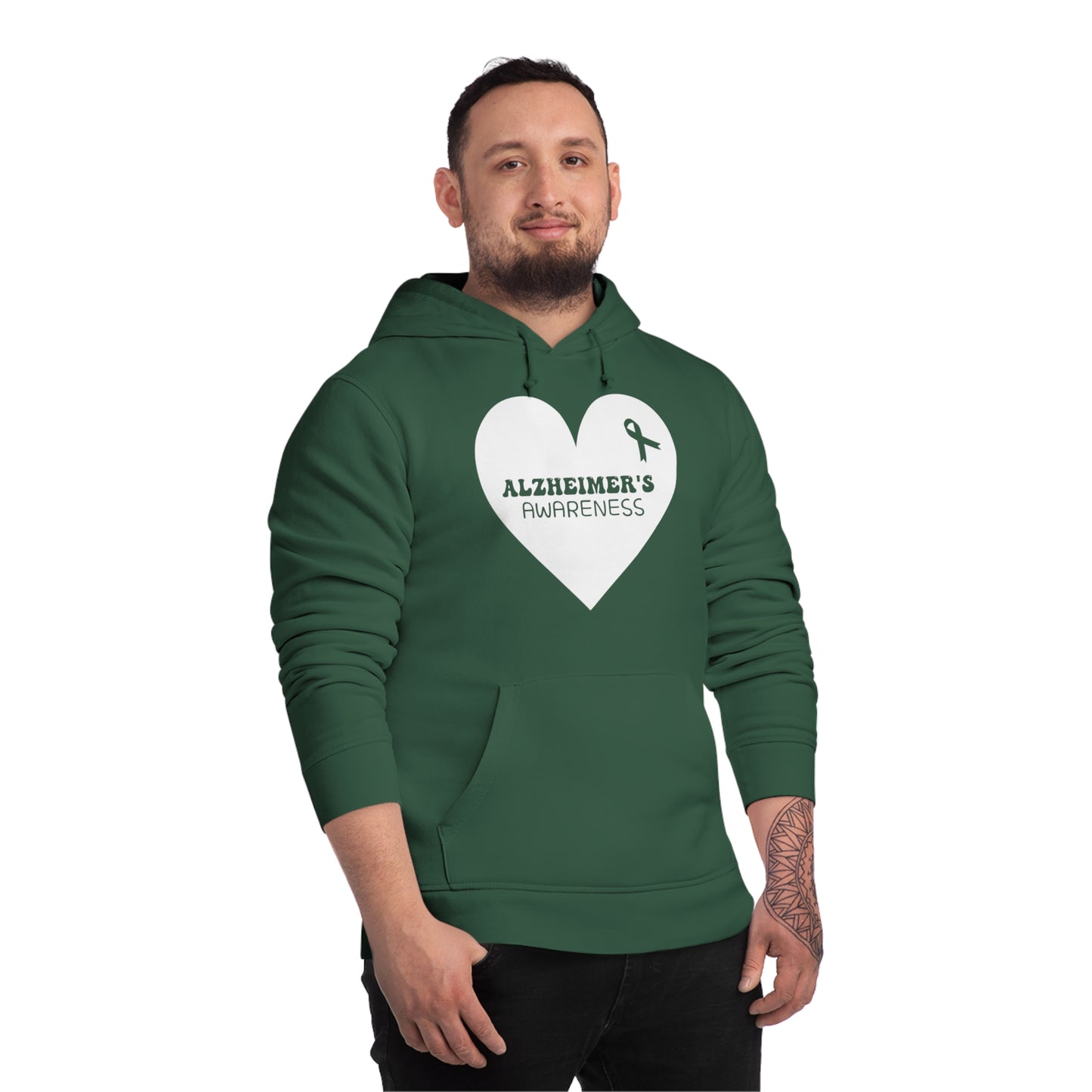 Awareness Heart - Alzheimer's, Unisex Organic Drummer Hoodie, Printed