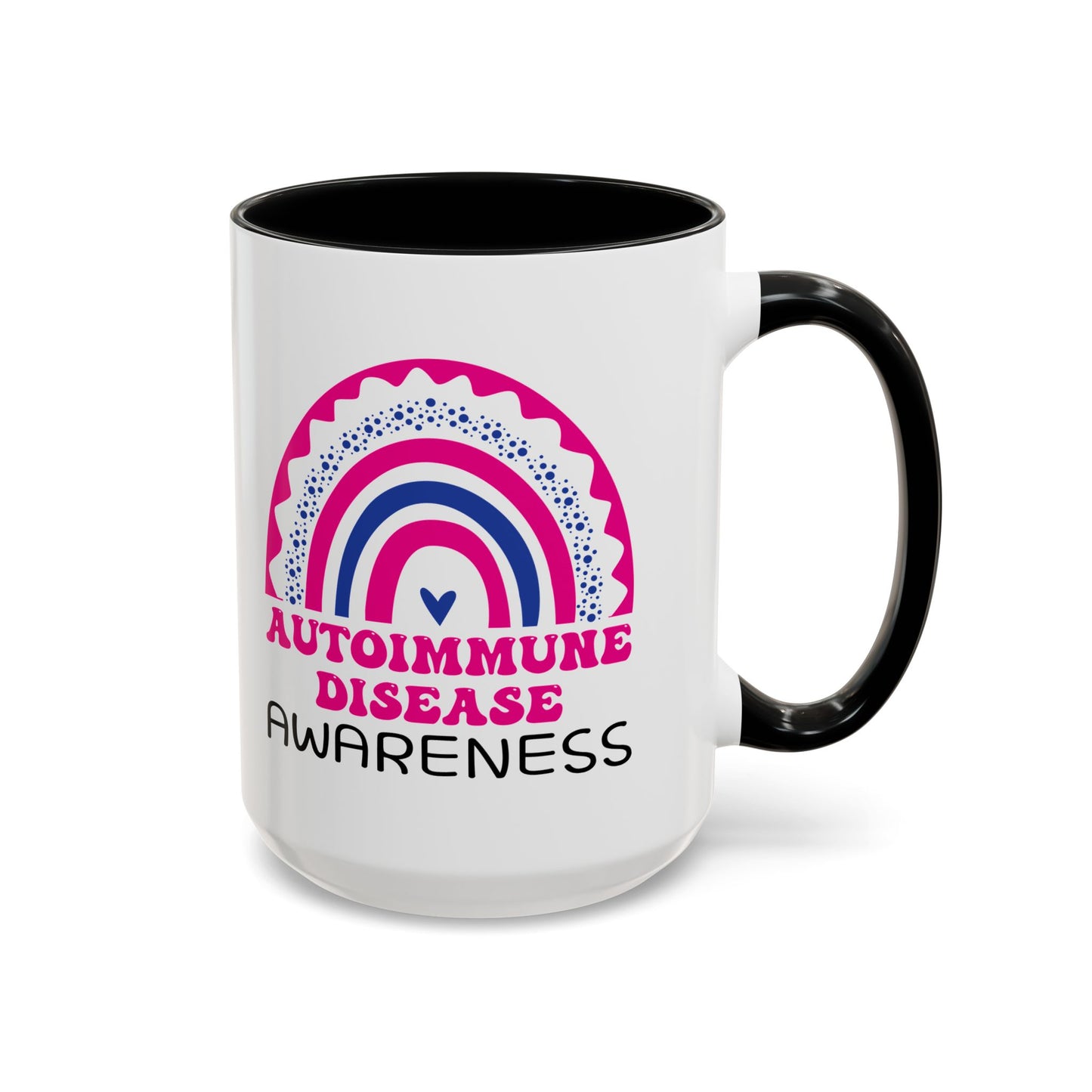 Autoimmune Disease Big Awareness Rainbow | Lead-free Accent Coffee Mug (11, 15oz)