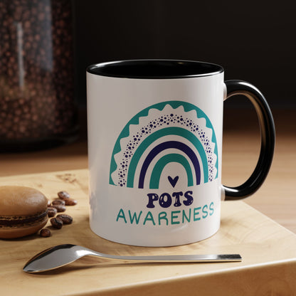 POTS Big Awareness Rainbow | Lead-free Accent Coffee Mug (11, 15oz)