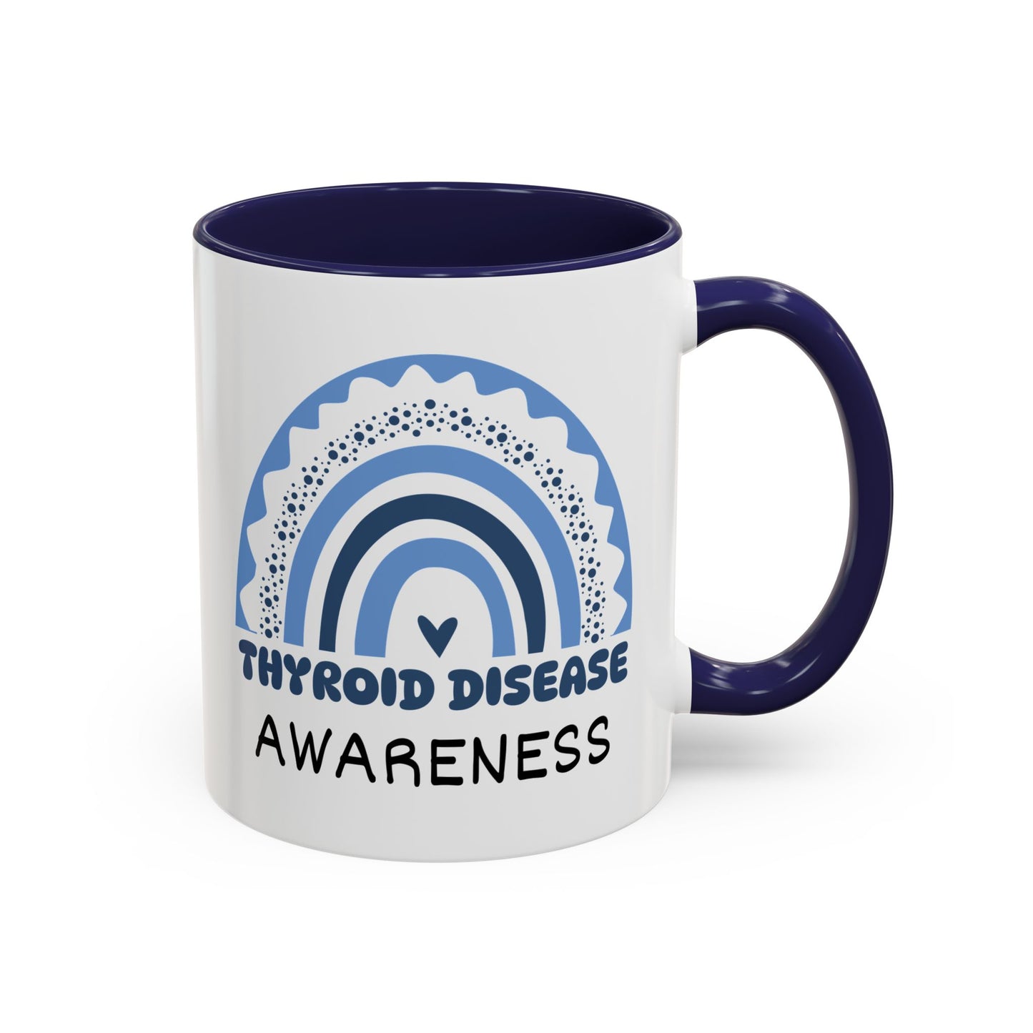 Thyroid Disease Big Awareness Rainbow | Lead-free Accent Coffee Mug (11, 15oz)