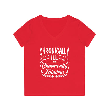 Chronically Ill, Chronically Fabulous, Women's Evoker V-Neck T-Shirt, Printed