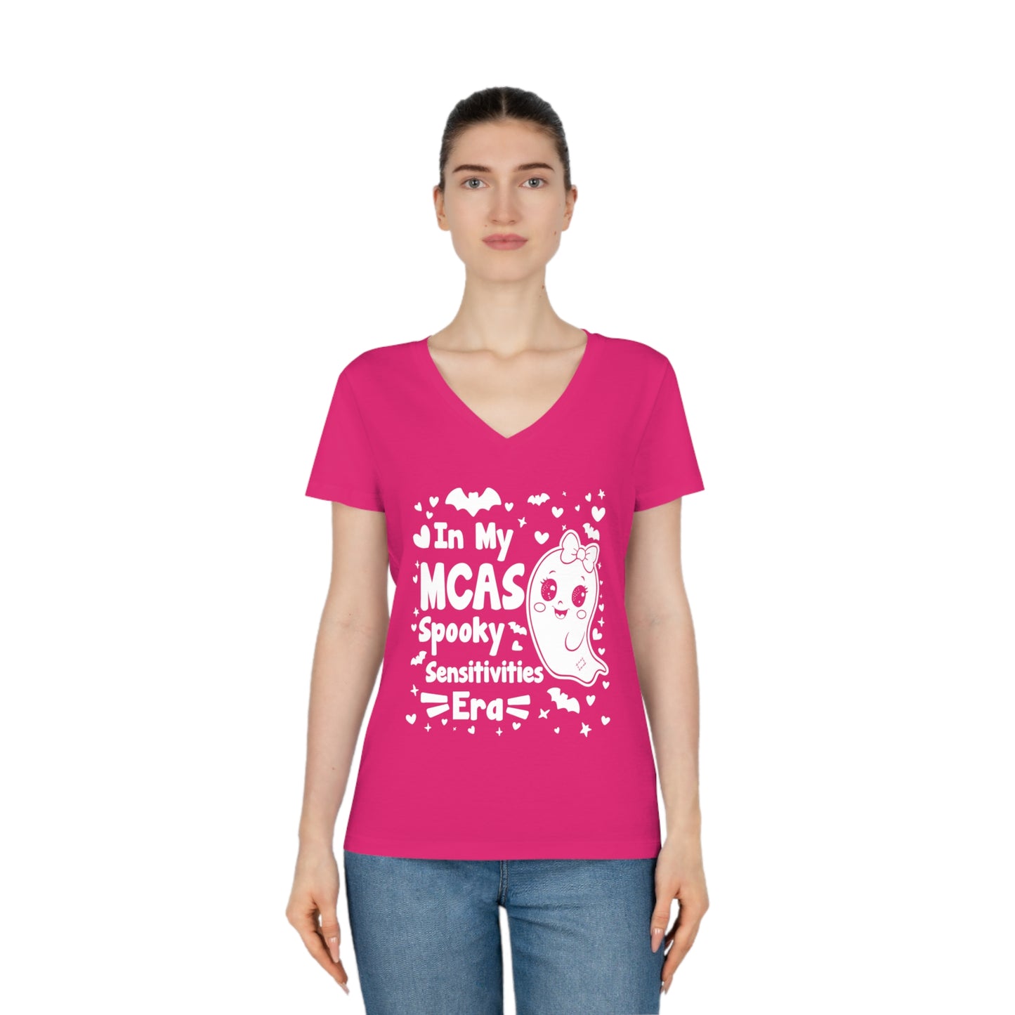 In My MCAS Spooky Sensitivities Era, Women's Evoker V-Neck T-Shirt, Printed