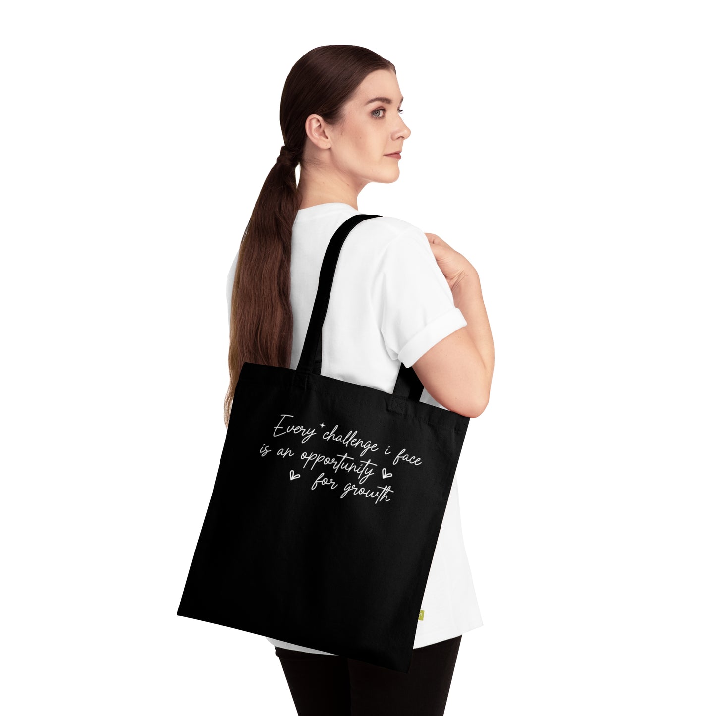 Every Challenge I Face, Organic Tote (Colorful), Printed