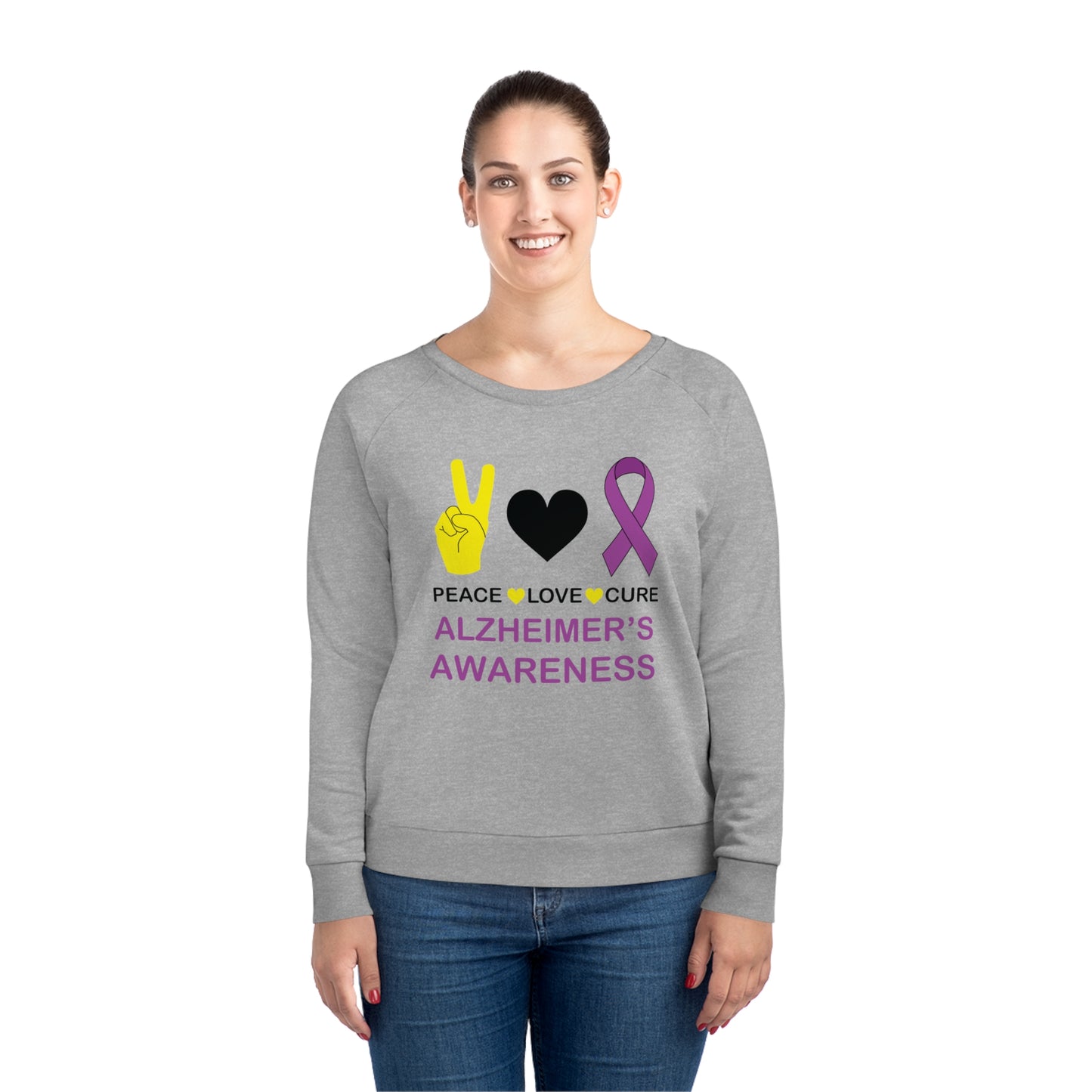 Peace Love Cure - Alzheimer's, Women's Dazzler Relaxed Organic Fit Sweatshirt, Printed