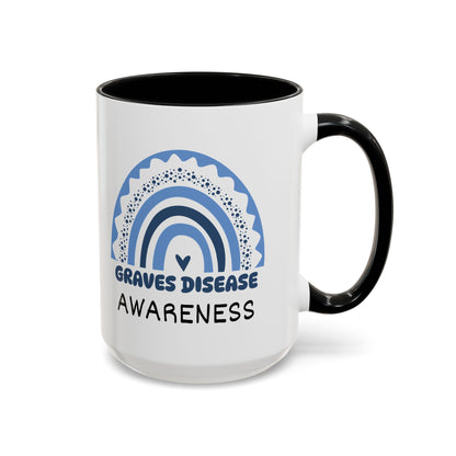 Graves Disease Big Awareness Rainbow | Lead-free Accent Coffee Mug (11, 15oz)