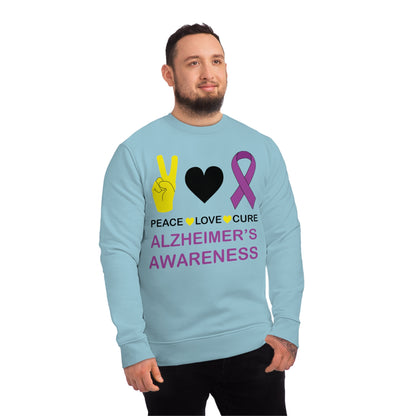 Peace Love Cure - Alzheimer's, Unisex Organic Sweatshirt, Printed