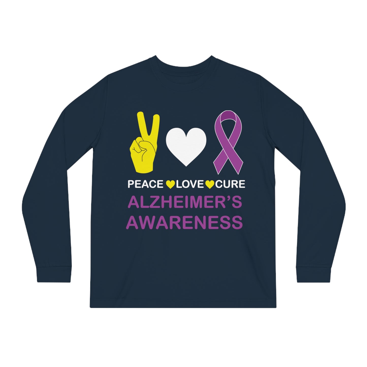 Peace Love Cure - Alzheimer's, Unisex Organic Long Sleeve Tee, Printed