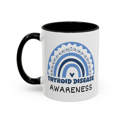 Thyroid Disease Big Awareness Rainbow | Lead-free Accent Coffee Mug (11, 15oz)