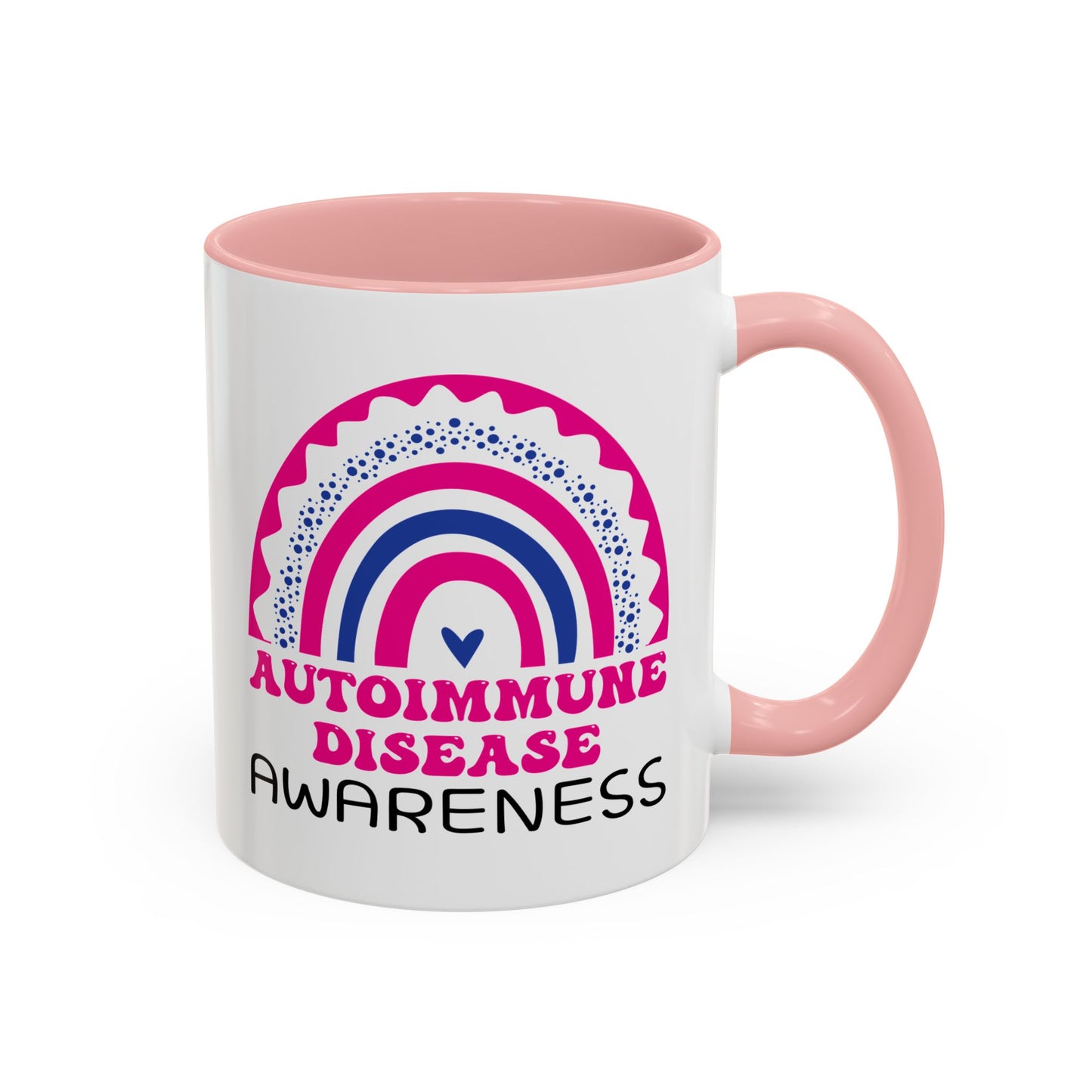 Autoimmune Disease Big Awareness Rainbow | Lead-free Accent Coffee Mug (11, 15oz)