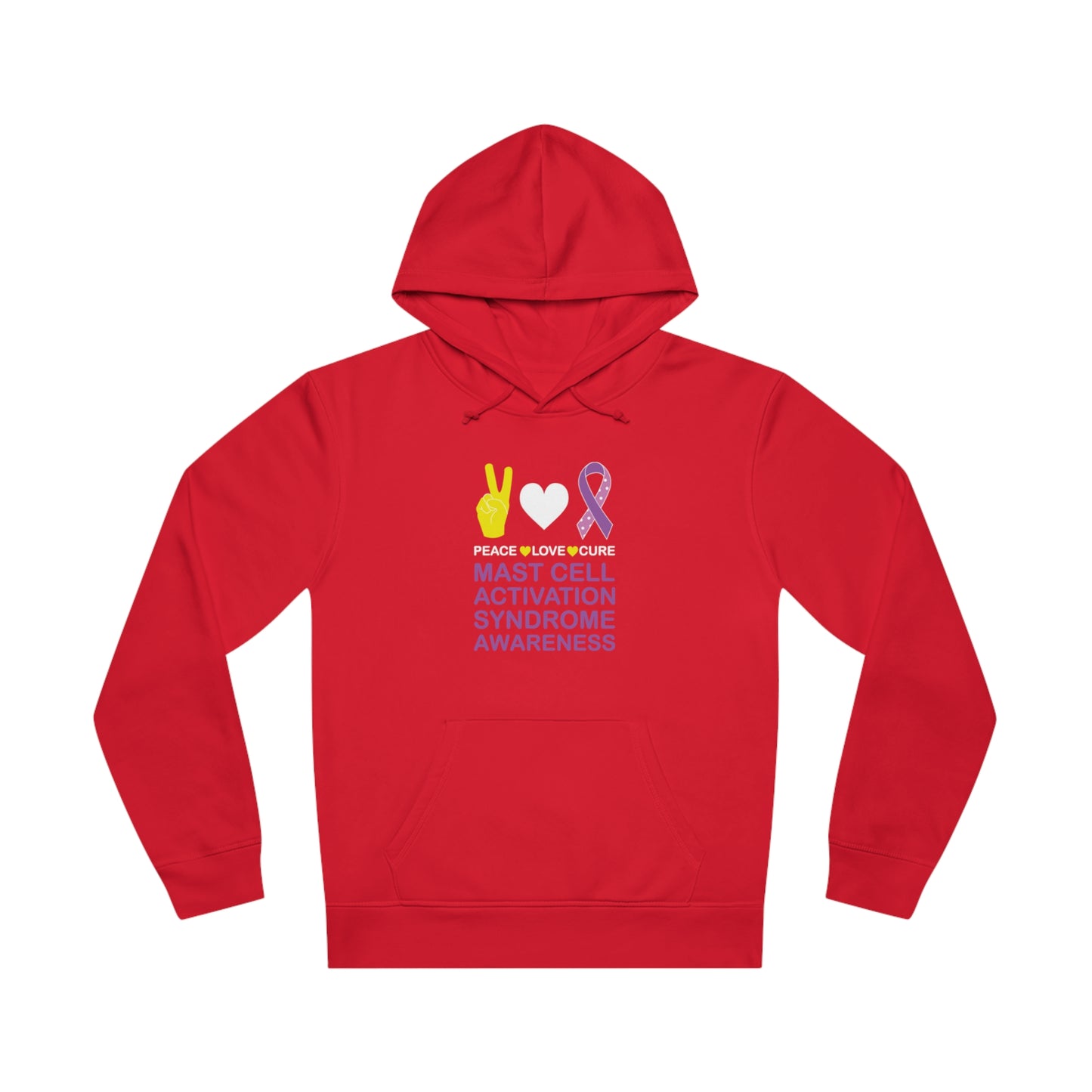 Peace Love Cure - Mast Cell Activation Syndrome, Unisex Organic Drummer Hoodie, Printed