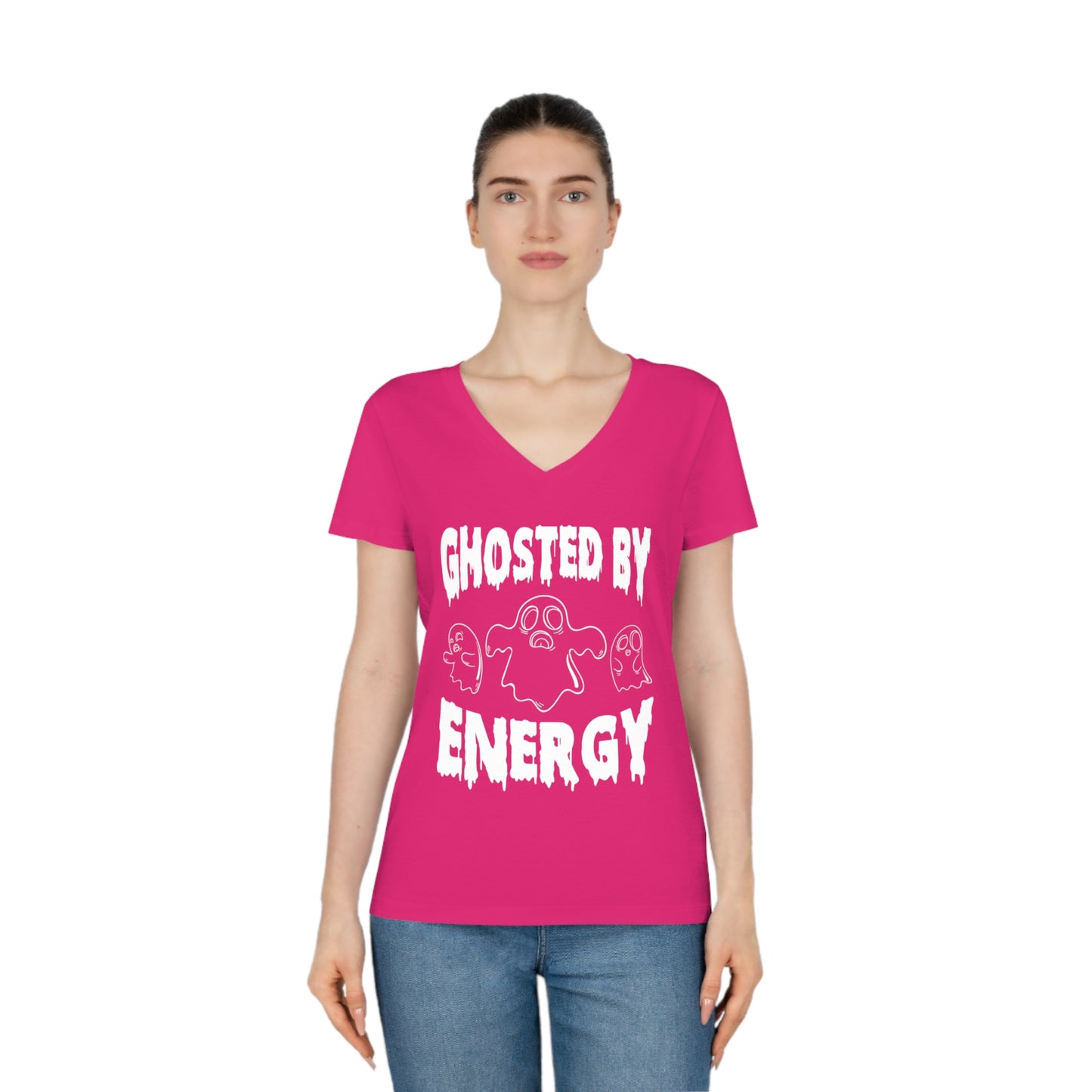 Ghosted by Energy with Spooky Ghosts, Women's Evoker V-Neck T-Shirt, Printed