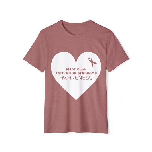 Awareness Heart - Mast Cell Activation Syndrome, Unisex Organic Cotton T-shirt, Printed