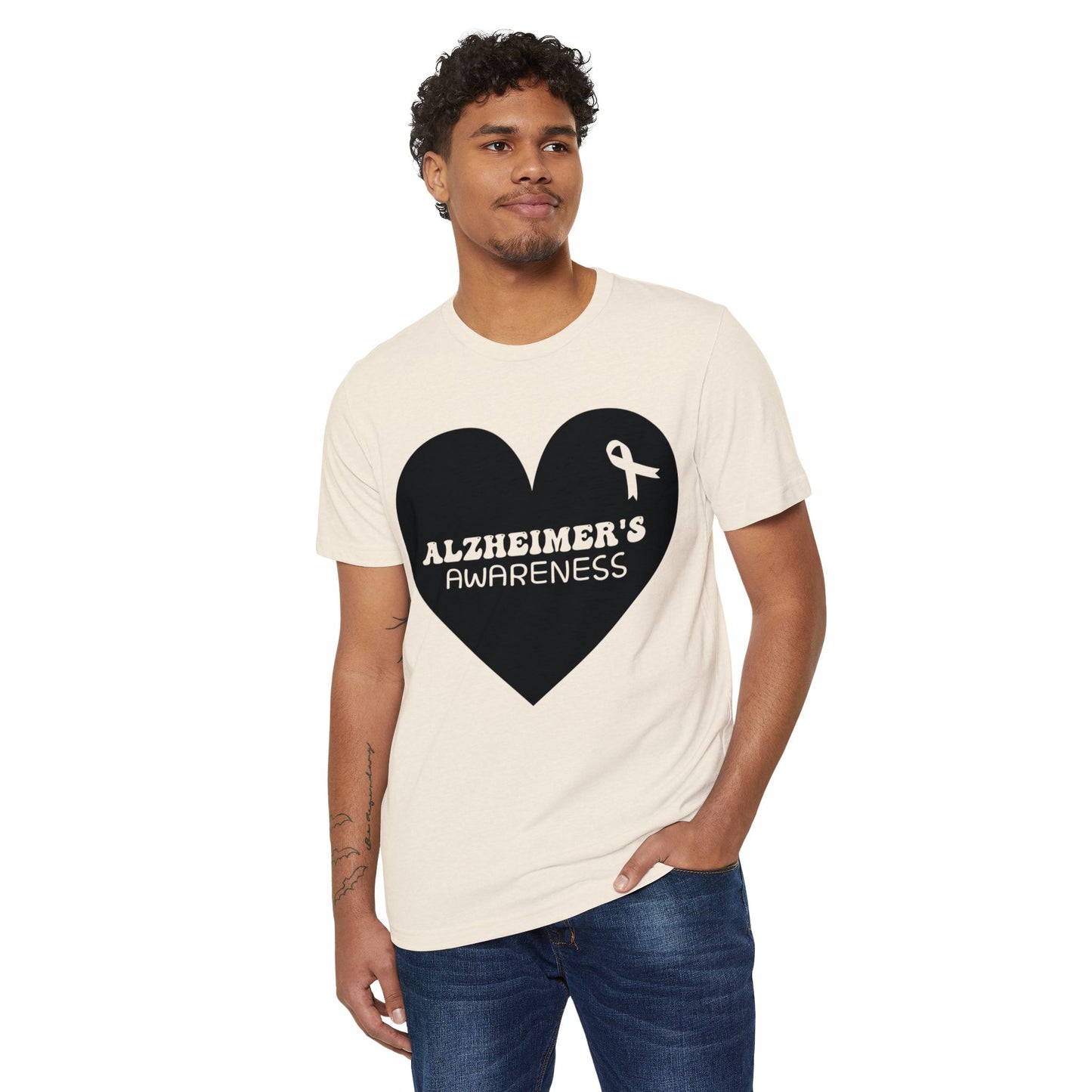 Awareness Heart - Alzheimer's, Unisex Organic Cotton T-shirt, Printed