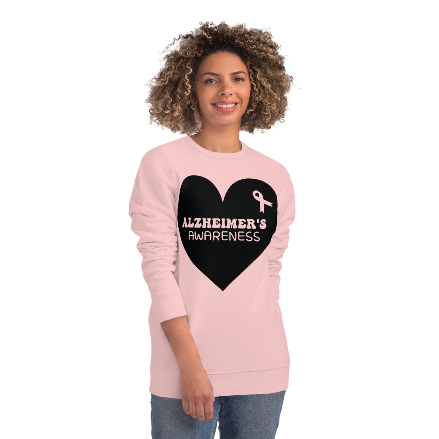 Awareness Heart - Alzheimer's, Unisex Organic Sweatshirt, Printed