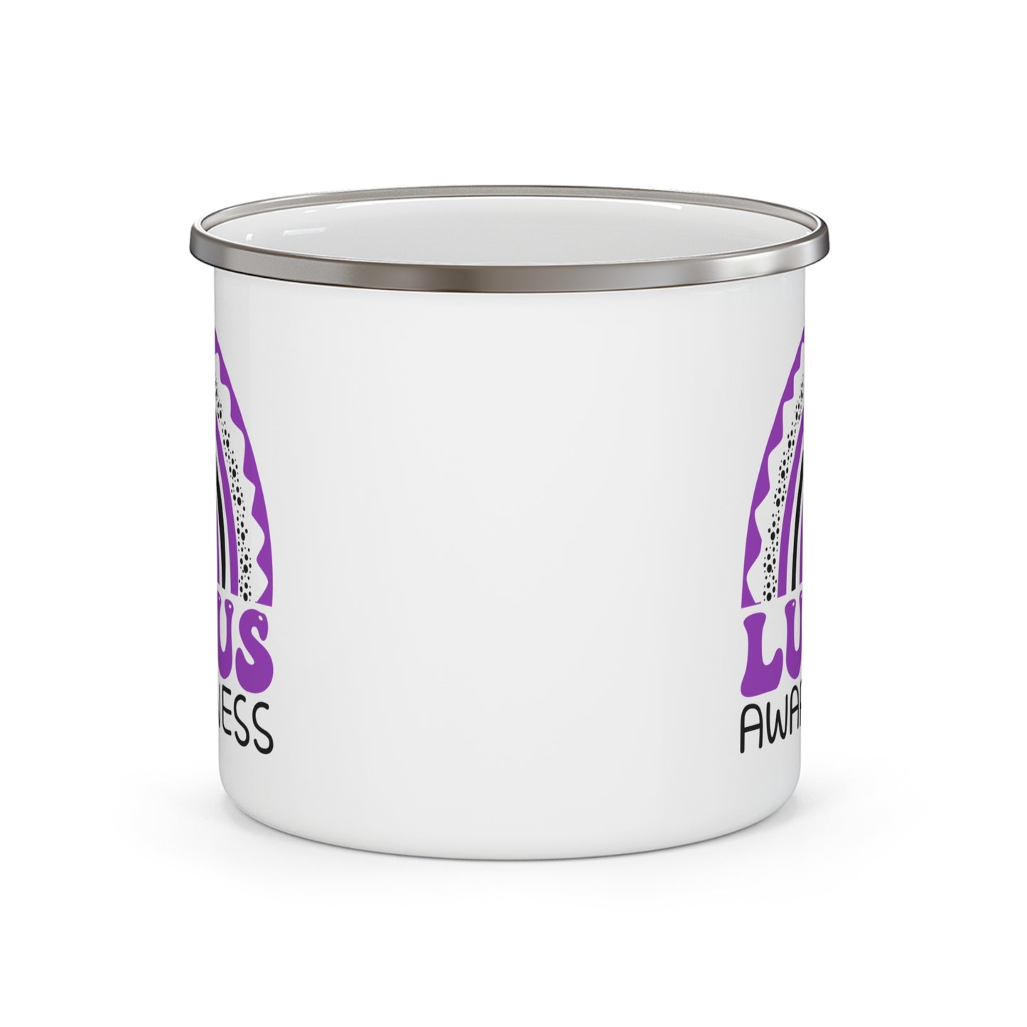 Lupus Big Awareness Rainbow | Lead-free Enamel Camping Mug (12oz)