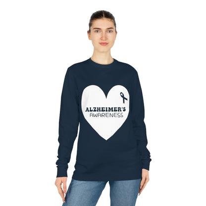 Awareness Heart - Alzheimer's, Unisex Organic Long Sleeve Tee, Printed