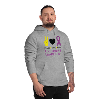 Peace Love Cure - Alzheimer's, Unisex Organic Drummer Hoodie, Printed