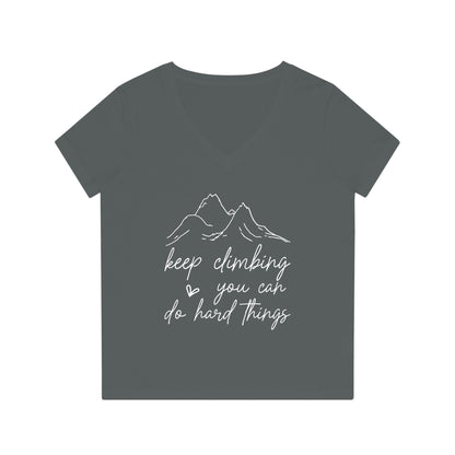 Keep Climbing, Women's Evoker V-Neck T-Shirt, Printed