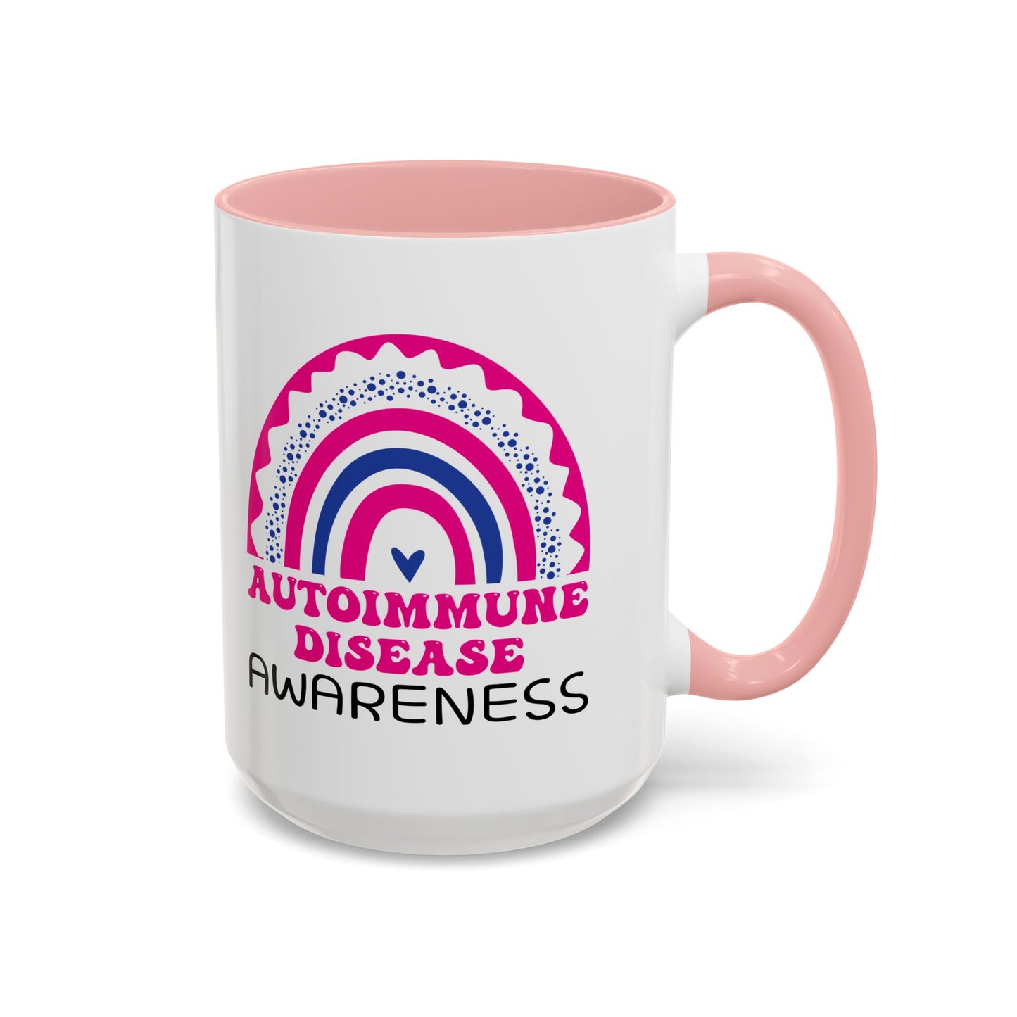 Autoimmune Disease Big Awareness Rainbow | Lead-free Accent Coffee Mug (11, 15oz)